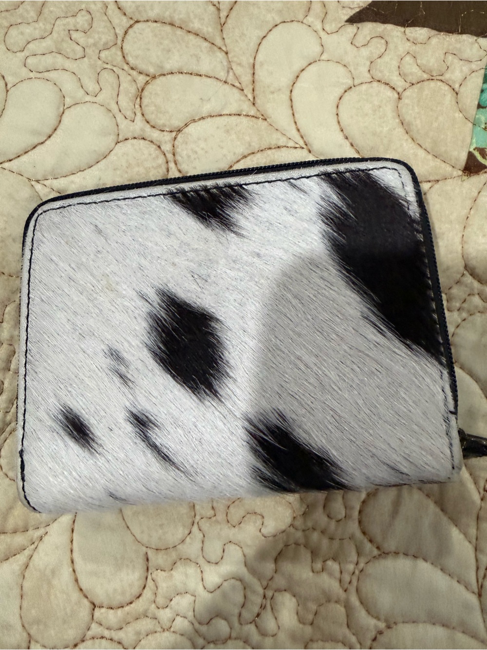 Handmade cow hair wallet small bifold
